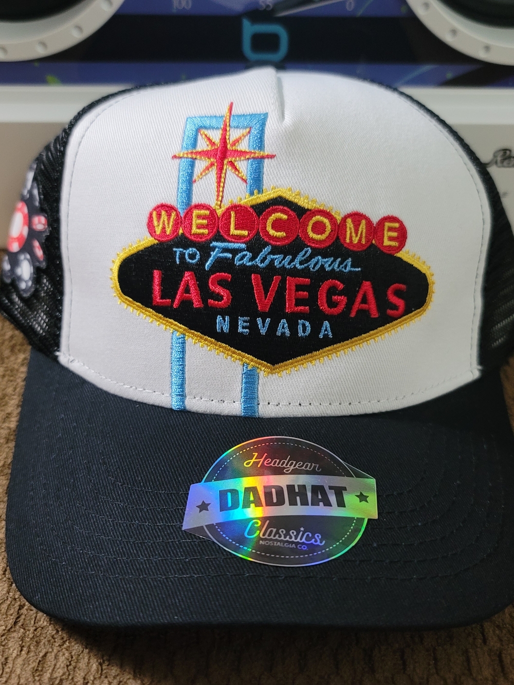 Las Vegas Embroidered Trucker Cap - Black & White - New With Tags